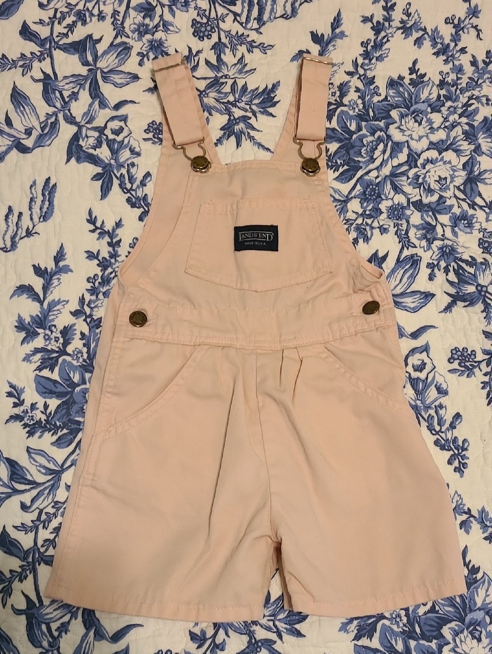 Lands End Light Pink Cotton Short Overalls
